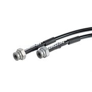 Selected Porsche 911 Carrera 2/4, SC and Turbo rear hose applications: Silver-ended rear brake hoses with black covers, shown at the connection ends