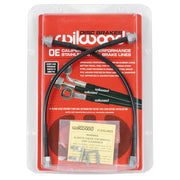 Selected 1978–1984 Porsche 930 Turbo rear flexline pair: Wilwood retail package displaying the two rear brake hoses against a red backing card