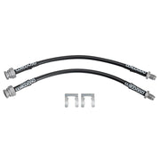 Early Porsche 911/911S rear brake hose set: Two black-covered rear brake hoses with two retaining clips arranged separately