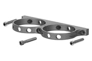 Wilwood dark anodized dual reservoir bracket with circular clamps and mounting screws