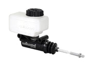 Wilwood side-mount master assembled with a translucent reservoir, black cap and threaded rod