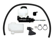 Wilwood side-mount compact master with two reservoir bodies, flexible feed hose, clamps and brackets