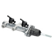 Wilwood bright remote tandem cylinder with twin feed adapters, side fittings and threaded pushrod