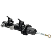 Wilwood black Mustang remote tandem cylinder with twin feed fittings, boot and pedal eyelet
