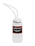 Wilwood white brake bleeding bottle with Wilwood label and two clear hoses