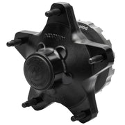 Wilwood front Starlite 55XD hub with black center cap, wheel studs and rear lug-drive plate