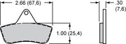 Wilwood PS1 brake pad outline with face and thickness dimensions