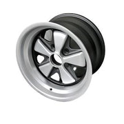 Maxilite's 9 x 15 wheels for Porsche 911SC and 930 combine iconic Fuchs design with Swiss craftsmanship. These TÜV-certified rims, known for their five-spoke pattern and lightweight forged aluminum, come with a 3-year warranty. Available in four classic finishes.