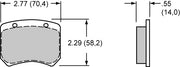 Wilwood WLD-20 brake pad outline with face and thickness dimensions