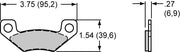 Wilwood SC-series with shims brake pad outline with face and thickness dimensions