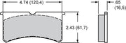 Wilwood Narrow Superlite/FNSL brake pad outline with face and thickness dimensions