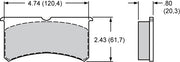 Wilwood Wide Superlite brake pad outline with face and thickness dimensions