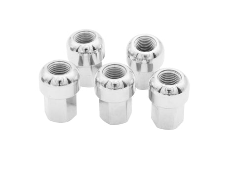 Porsche Alloy Lug Nuts : M14 x 1.5 : Ball Seat Chrome Aluminum : Set of 5