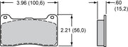 Wilwood Narrow Dynalite/Dynapro Radial brake pad outline with face and thickness dimensions