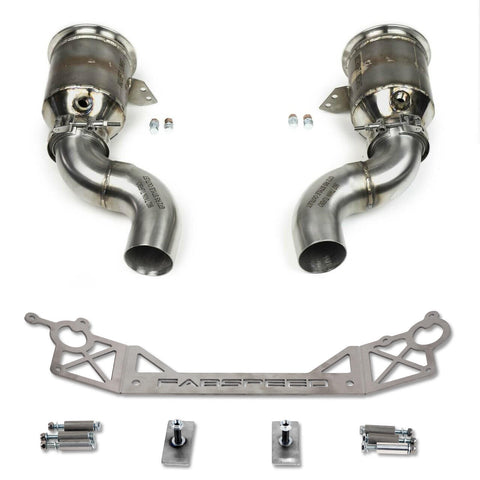 Fabspeed Porsche 992 Twin Turbo / Twin Turbo S Sport Catalytic Converters with GT2RS Style Outlets (2021+) (Image: 1)