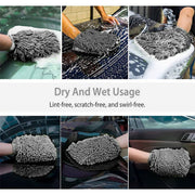 WASH&WHIPS Microfiber Chenille Car Cleaning Mitt - 2pk