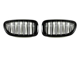 AutoTecknic Dual-Slats Gloss Black Front Grille Set - F10 5-Series | M5
