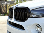 AutoTecknic Dual-Slats Gloss Black Front Grille Set - F15 X5 | F85 X5M & F16 X6 | F86 X6M