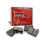 High-performance Porsche ceramic brake pads with G/G FMSI rating for superior stopping power and control.