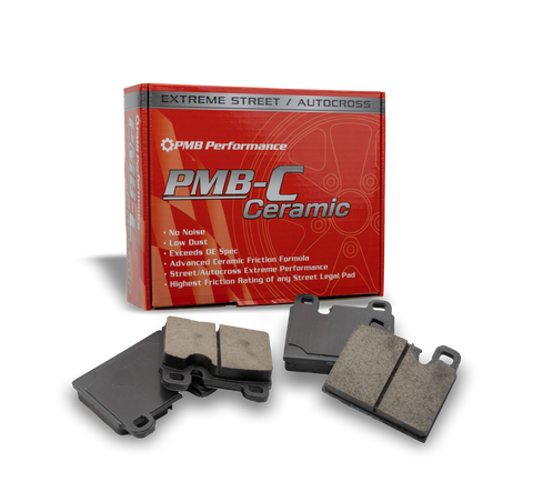 High-performance Porsche ceramic brake pads with G/G FMSI rating for superior stopping power and control.