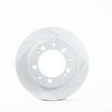 Rennline OE+ Left Rear Brake Rotor: Vented, slotted rotors for heat dissipation, rust protection, and improved stopping power. Shop now at PMB Performance.