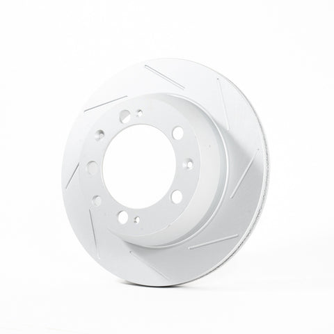 Rennline OE+ Left Front Brake Rotor: Vented, slotted rotors that dissipate heat, resist rust, and improve stopping power. Shop now at PMB Performance.