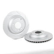 Rennline OE+ Front Brake Rotor Pair: High-performance rotors with heat dissipation, rust protection, and enhanced stopping power. Shop now at PMB Performance.
