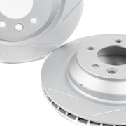 Rennline OE+ Front Brake Rotor Pair: High-performance rotors with heat dissipation, rust protection, and enhanced stopping power. Shop now at PMB Performance.