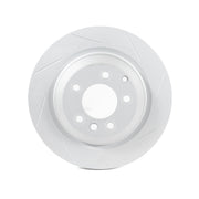 Rennline OE+ Left Front Brake Rotor: Vented, slotted, and GEOMET-coated for improved braking, heat dissipation, & rust prevention. Shop now at PMB Performance.