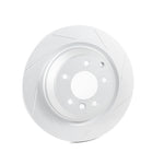 Rennline OE+ Left Rear Brake Rotor: Vented, slotted, and GEOMET-coated for quick heat dissipation, rust resistance, & performance. Shop now at PMB Performance.