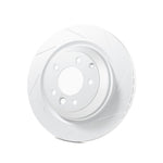 Rennline OE+ Left Rear Brake Rotor: Vented, slotted, and GEOMET-coated for quick heat dissipation, rust resistance, & performance. Shop now at PMB Performance.