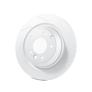 Rennline OE+ Left Front Brake Rotor: Vented, slotted, and GEOMET-coated for better heat dissipation, & rust resistance. Shop now at PMB performance.