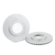 Rennline OE+ Rear Brake Rotor Pair: Vented, slotted, rust-resistant GEOMET coating for improved stopping power and consistent performance. Shop now at PMB.