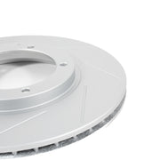 Rennline OE+ Rear Brake Rotor Pair: Vented, slotted, rust-resistant GEOMET coating for improved stopping power and consistent performance. Shop now at PMB.
