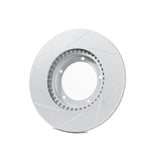 Rennline OE+ Right Front Brake Rotor for Macan: Vented, slotted rotors with GEOMET coating for better heat dissipation. shop now at PMB Performance.