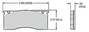 Wilwood D11 pad-profile drawing with backing-plate dimensions