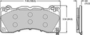 Wilwood D1792 pad-profile drawing with backing-plate dimensions
