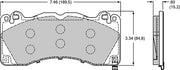 Wilwood D1792 pad-profile drawing with backing-plate dimensions
