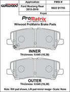 Wilwood D1793 pad-profile drawing with backing-plate dimensions