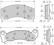 Wilwood D200 pad-profile drawing with backing-plate dimensions