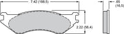 Wilwood ProMatrix front brake pad plate and thickness drawing for the D702 pattern