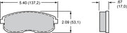 Wilwood ProMatrix front brake pad plate and thickness drawing for the D815 pattern