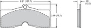 Wilwood ProMatrix front and rear brake pad plate and thickness drawing for the D8 pattern