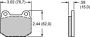 Wilwood D961 pad-profile drawing with backing-plate dimensions