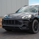 Rennline Carbon Fiber "Mustache" Front Lip for Macan: Hand-laid carbon fiber, high-gloss UV finish, OEM+ fit, & easy installation. Shop now at PMB Performance.