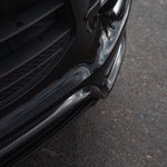 Rennline Carbon Fiber "Mustache" Front Lip for Macan: Hand-laid carbon fiber, high-gloss UV finish, OEM+ fit, & easy installation. Shop now at PMB Performance.