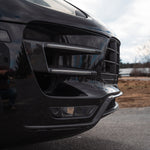 Rennline Carbon Fiber "Mustache" Front Lip for Macan: Hand-laid carbon fiber, high-gloss UV finish, OEM+ fit, & easy installation. Shop now at PMB Performance.