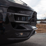 Rennline Carbon Fiber "Mustache" Front Lip for Macan: Hand-laid carbon fiber, high-gloss UV finish, OEM+ fit, & easy installation. Shop now at PMB Performance.