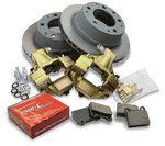 Finally a simple solution to put big brakes and vented rotors on your 5 lug Porsche 914 or 914-6. Complete kit with brake rotors, pads, and pad hardware. 
