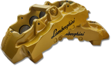 Pictured: Lamborghini Gallardo Spyder 8 Piston Caliper. 
You’ve found the finest Brembo caliper restoration service on the planet. PMB has taken the art of painted caliper restorations to a new level. We retain the factory anodizing and “never” sandblast the finish off your calipers. We use factory seals only and we replicate the original factory paint processes to get your caliper looking better than new.